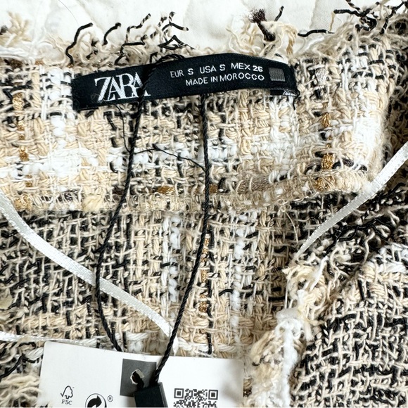 Zara Brown Plaid Dress S Preppy Academia Classic Boho Chic Fringe Pockets NEW - Picture 8 of 13